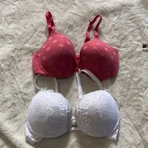 La Vie en Rose Bra Bundle | Front Clasp Push-Up Lace & Polka Dot | Size 34D